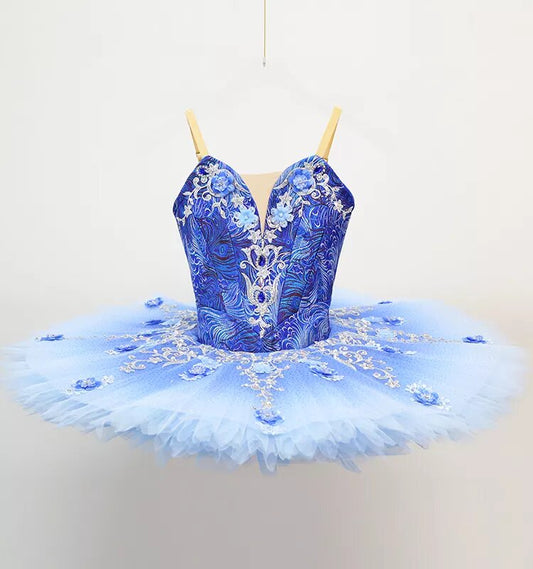 Blue Bird Ombre' Tutu, Princess Florina professional tutu, Blue pancake tutu